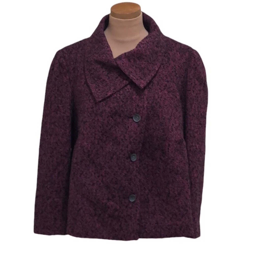 MICHAEL Michael Kor Jacket Size Large Pink Black Tweed Wool Blend